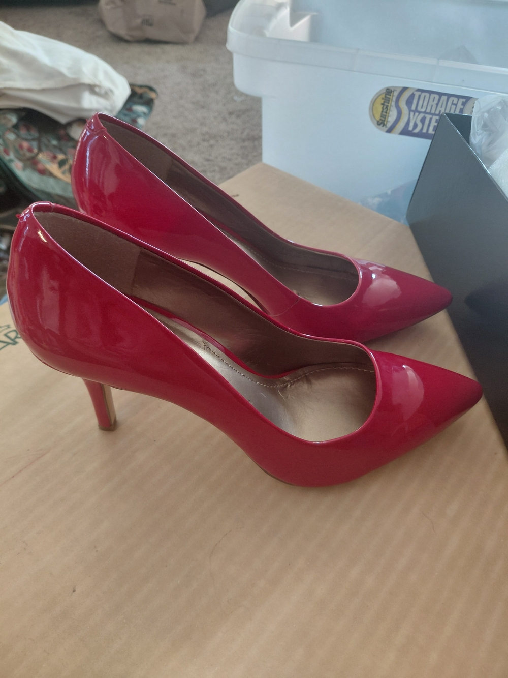 BCBG Red Patent Pointed-Toe Stiletto Pumps